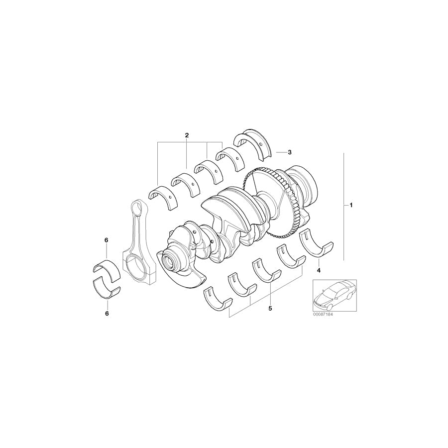 Genuine BMW 11217512506 E46 Guide-Bearing Shell Yellow 64,75MM(+0,25) (Inc. 318i, 318Ci & 318ti) | ML Performance US Car Parts