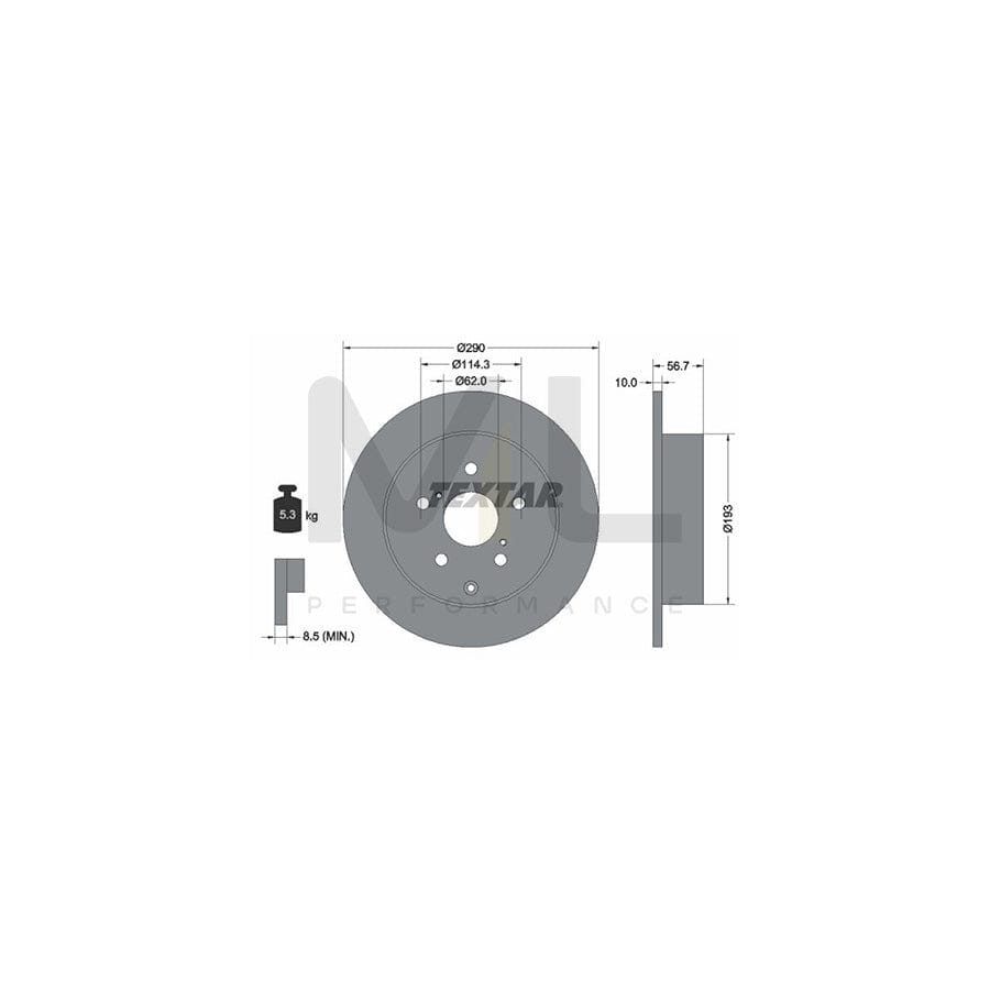 TEXTAR PRO 92164803 Brake Disc for TOYOTA COROLLA Solid, Coated, without wheel hub, without wheel studs | ML Performance Car Parts