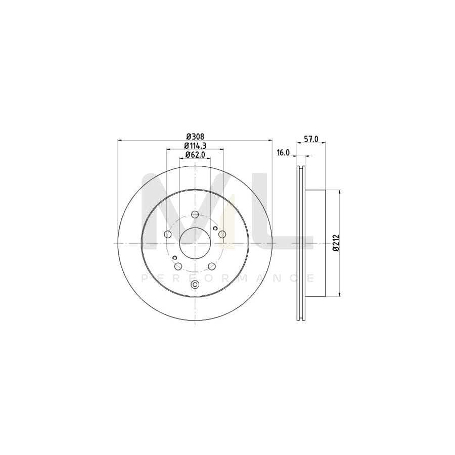 HELLA 8DD 355 116-781 Brake Disc Internally Vented, without wheel hub, without wheel studs