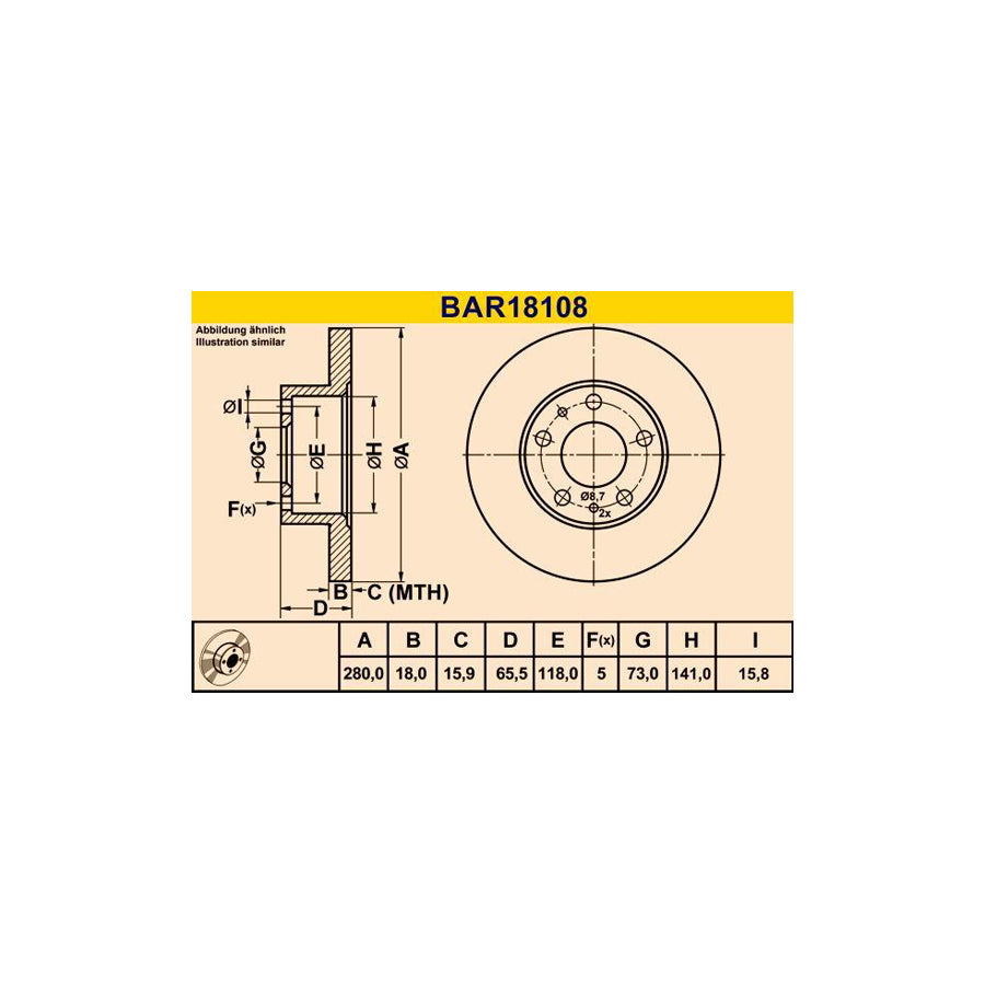 Barum Bar18108 Brake Disc
