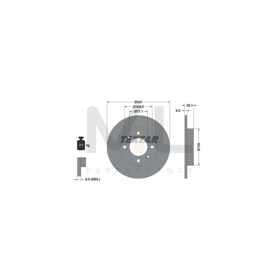TEXTAR 92111700 Brake Disc Solid, without wheel hub, without wheel studs | ML Performance Car Parts