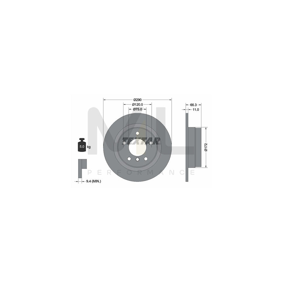 TEXTAR PRO 92261003 Brake Disc Solid, Coated, without wheel hub, without wheel studs | ML Performance Car Parts