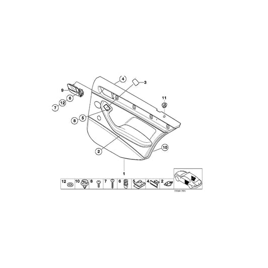 Genuine BMW 51428224538 E46 Door Trim Panel, Rear, Right GRAU (Inc. 330xd, 316i 1.6 & 320d) | ML Performance US Car Parts
