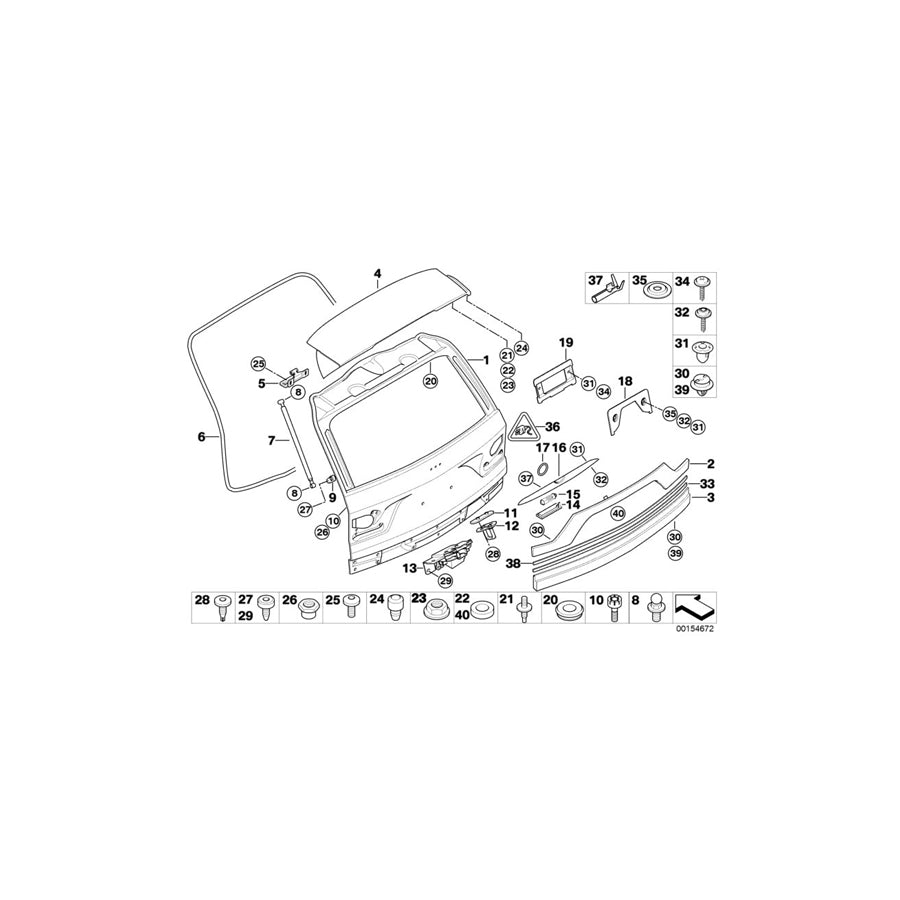 Genuine BMW 51133424465 E83 Finisher, Trunk Lid, Primed (Inc. X3 3.0i, X3 1.8d & X3 2.0d) | ML Performance UK Car Parts