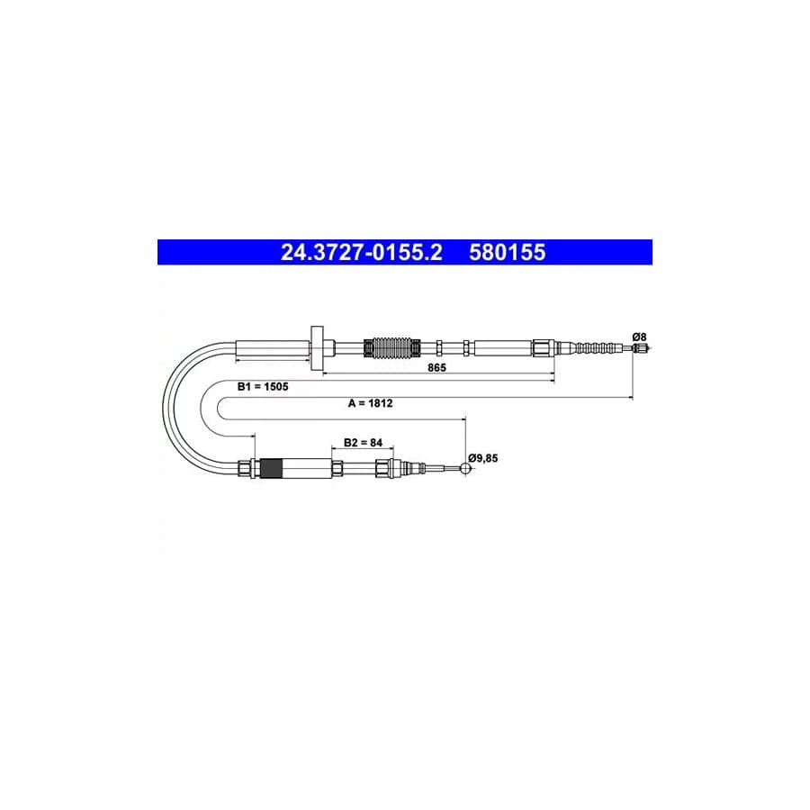 ATE 24.3727-0155.2 Hand Brake Cable for Audi A4