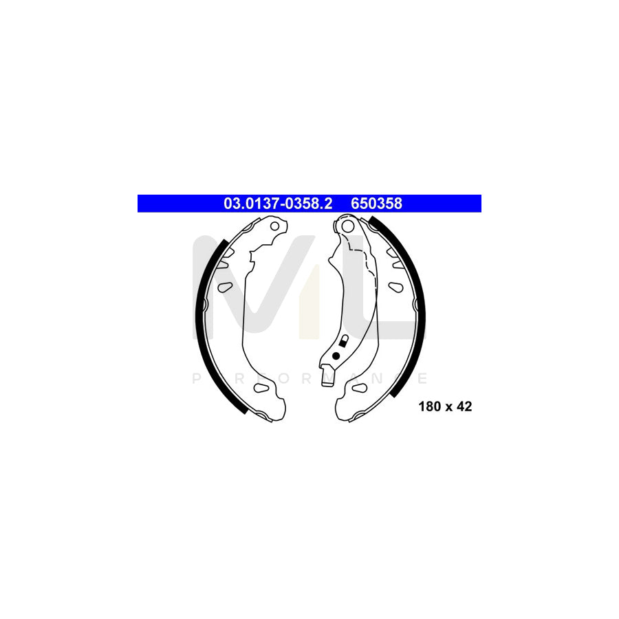 ATE 03.0137-0358.2 Brake Shoe Set with lever