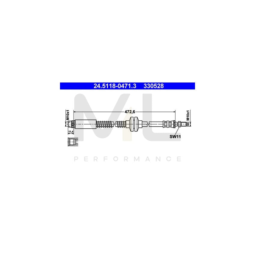 ATE 24.5118-0471.3 Brake Hose 473mm, M10x1