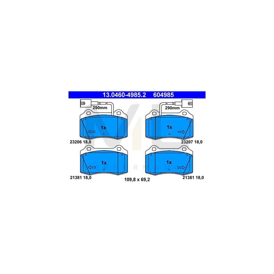 ATE 13.0460-4985.2 Brake pad set incl. wear warning contact