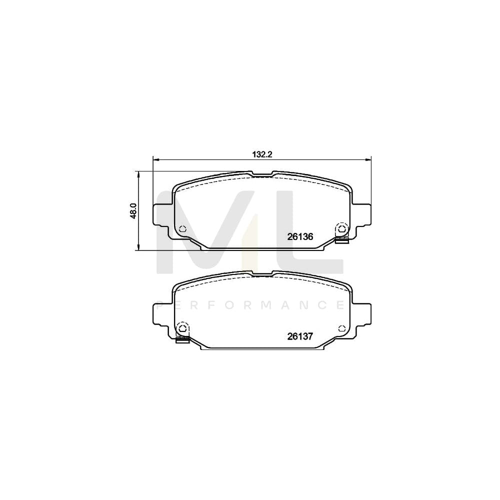 Hella 8DB 355 040-251 Brake Pad Set For Jeep Wrangler Iv (Jl) With Acoustic Wear Warning, With Accessories