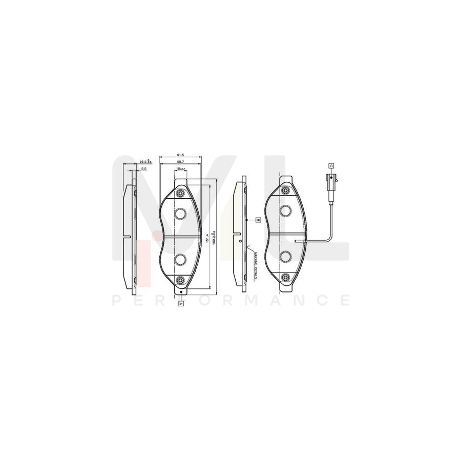 Bosch 0986Tb2944 Brake Pad Set Incl. Wear Warning Contact  | ML Performance Car Parts