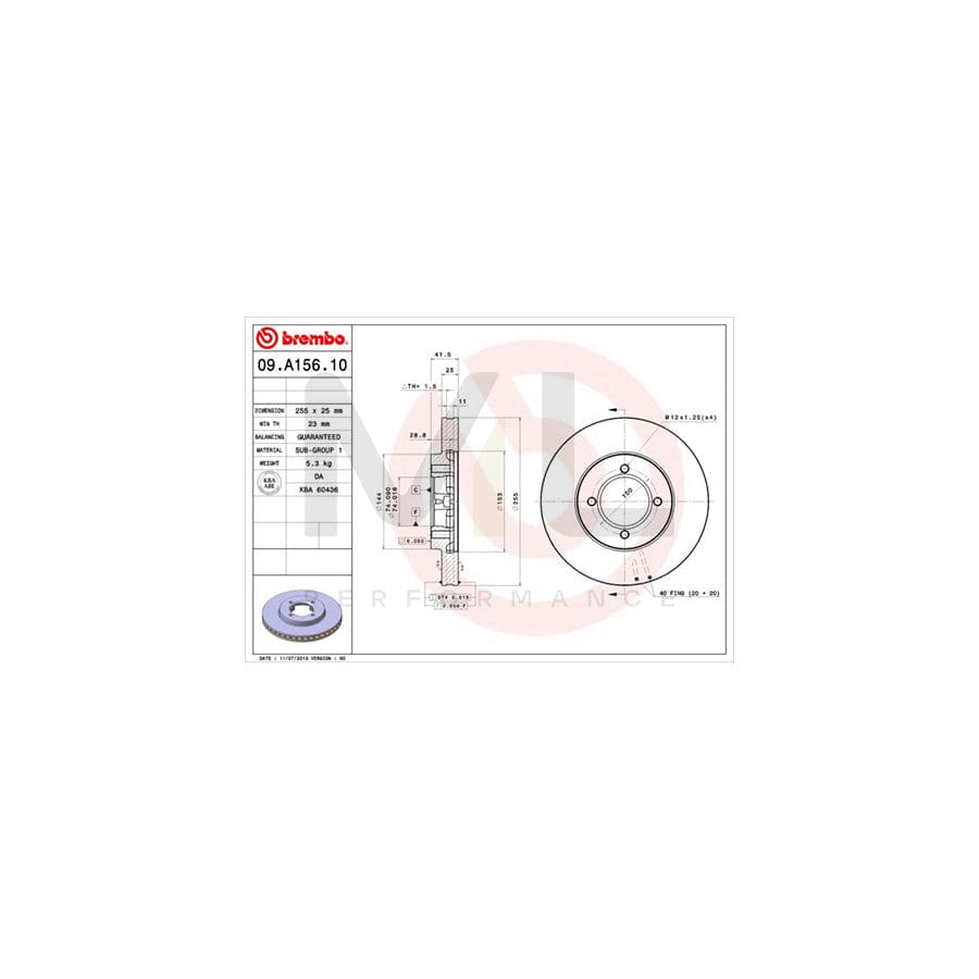 BREMBO 09.A156.10 Brake Disc for Internally Vented | ML Performance Car Parts