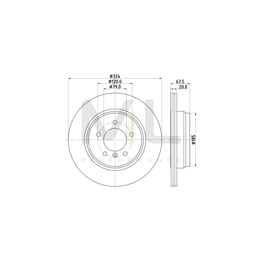 HELLA PRO 8DD 355 110-021 Brake Disc for BMW 7 (E65, E66, E67) Externally Vented, Coated, without wheel hub, without wheel studs