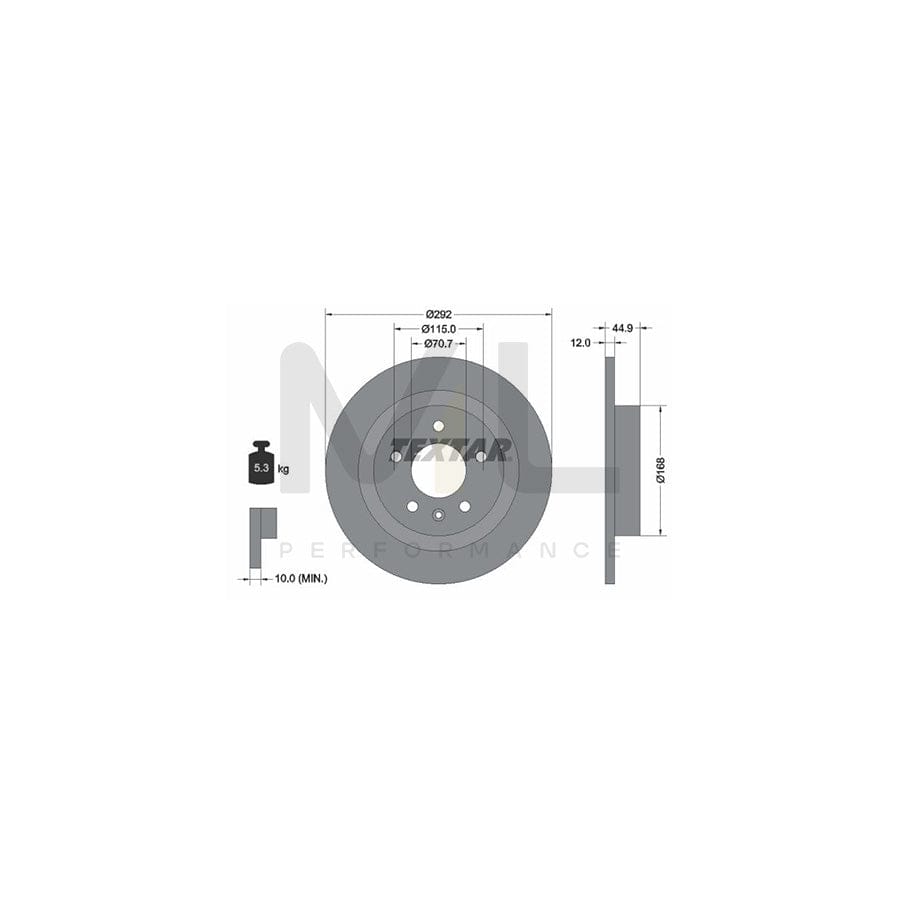 TEXTAR 92205700 Brake Disc Solid, without wheel hub, without wheel studs | ML Performance Car Parts