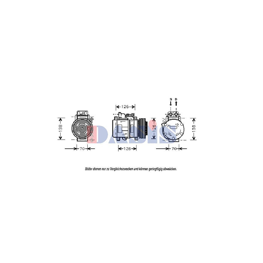AKS Dasis 851032N Compressor, Air Conditioning Suitable for Mercedes-Benz S-Class