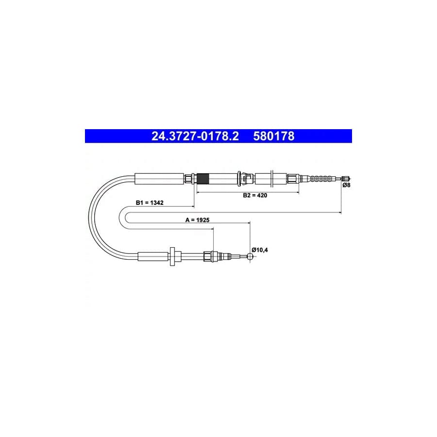 ATE 24.3727-0178.2 Hand Brake Cable