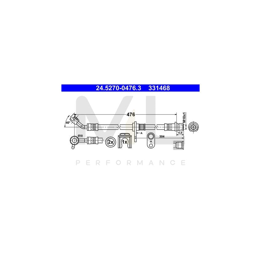 ATE 24.5270-0476.3 Brake Hose for HONDA ACCORD 476mm, M10x1