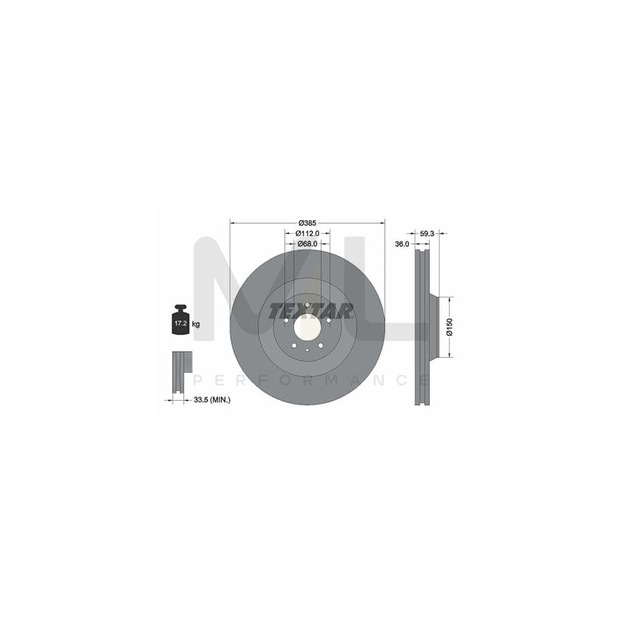 TEXTAR PRO 92184203 Brake Disc for AUDI A8 D3 (4E2, 4E8) Internally Vented, Coated, without wheel hub, without wheel studs | ML Performance Car Parts