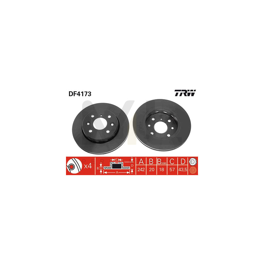 TRW DF4173 Brake Disc Vented | ML Performance Car Parts