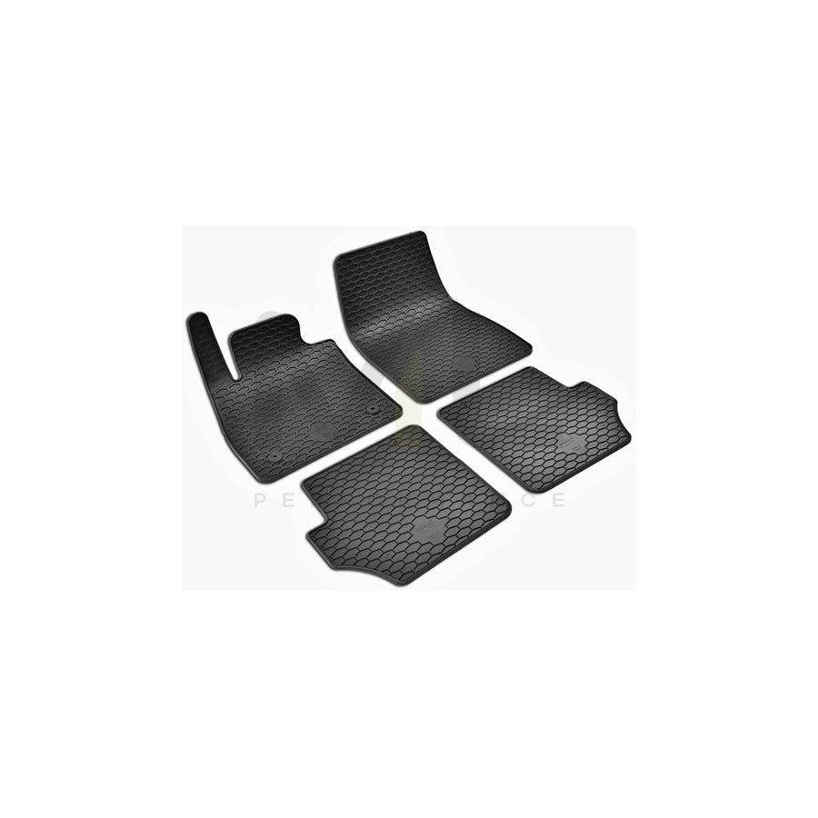 WALSER RubberLine 50844 Floor mat set Elastomer, Front and Rear, Quantity: 4, Black