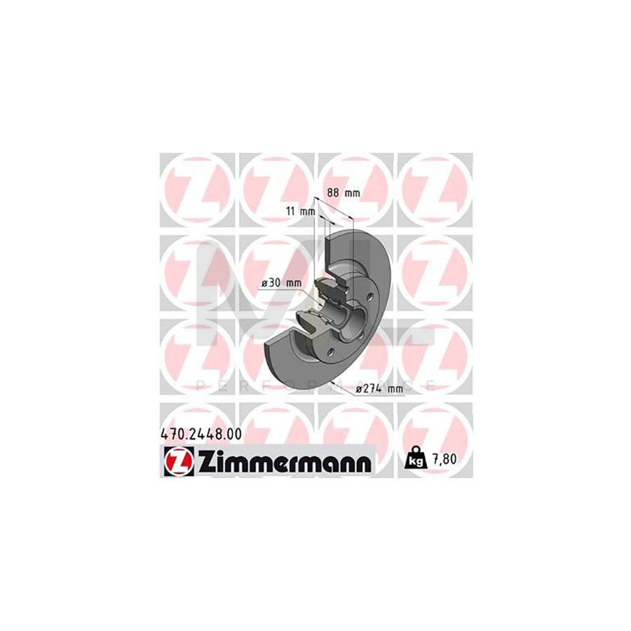ZIMMERMANN 470.2448.00 Brake Disc Solid, with ABS sensor ring, with wheel bearing  - 1 piece