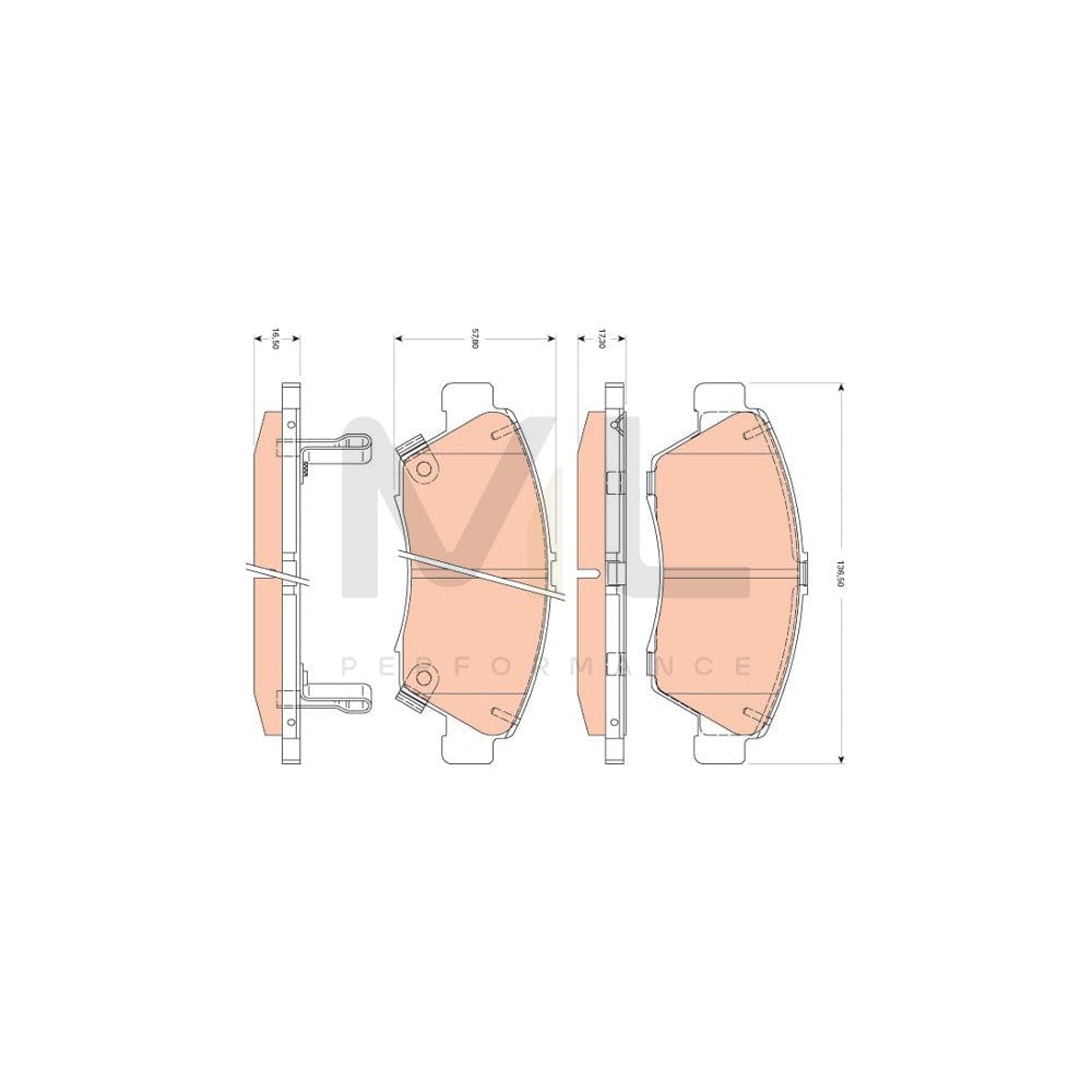 TRW Gdb3478 Brake Pad Set For Honda Civic Viii Saloon (Fd, Fa) With Acoustic Wear Warning, With Accessories | ML Performance Car Parts