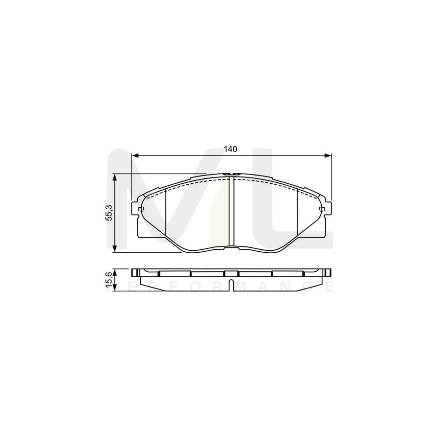 Bosch 0986495303 Brake Pad Set For Toyota Hilux Pick-Up Excl. Wear Warning Contact, With Mounting Manual BP1592 | ML Performance Car Parts
