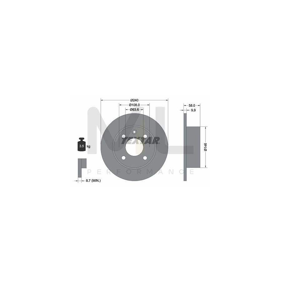 TEXTAR 92023000 Brake Disc Solid, without wheel hub, without wheel studs | ML Performance Car Parts