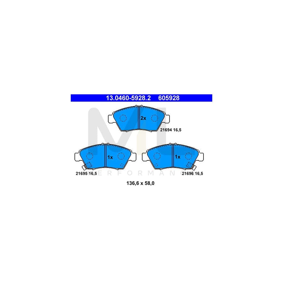 ATE 13.0460-5928.2 Brake pad set with acoustic wear warning