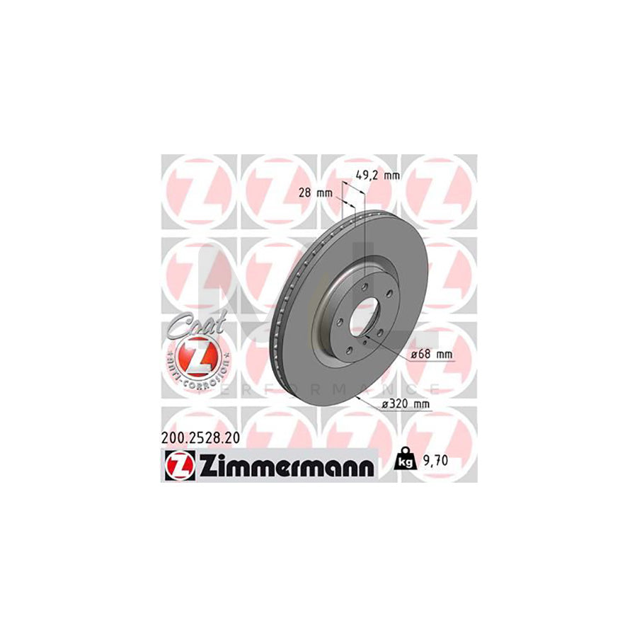 ZIMMERMANN COAT Z 200.2528.20 Brake Disc Internally Vented, Coated  - 1 piece