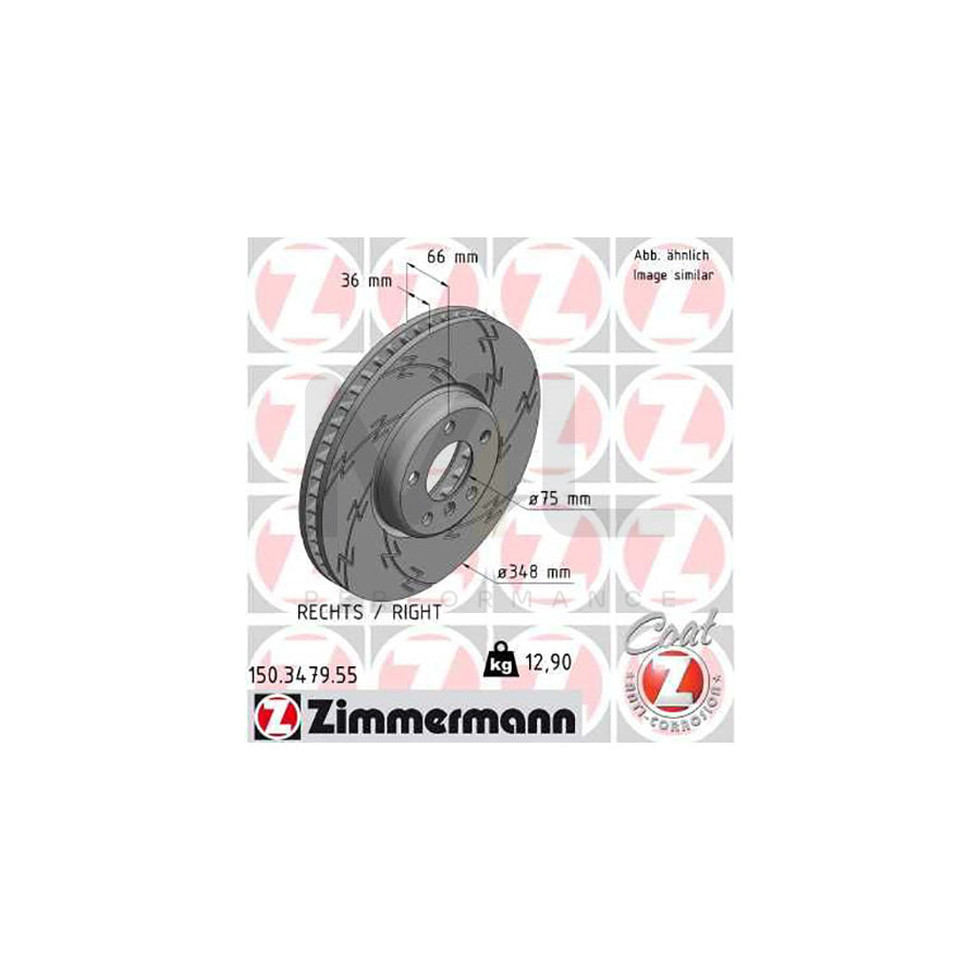ZIMMERMANN BLACK Z 150.3479.55 Brake Disc Internally Vented, Slotted, Coated, High-carbon