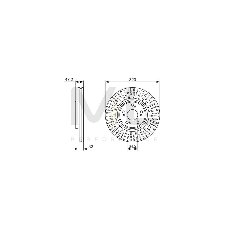 BOSCH 0 986 479 741 Brake Disc for HONDA ACCORD Vented, Coated | ML Performance Car Parts