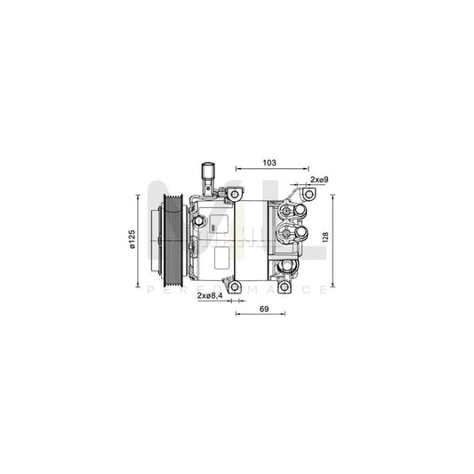 MAHLE ORIGINAL ACP 1458 000P Compressor, air conditioning for HYUNDAI i20 I Hatchback (PB) PAG 46 YF, Refrigerant: R 1234yf, R 134a | ML Performance Car Parts