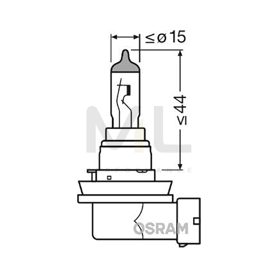 OSRAM 64212-01B Bulb, spotlight H8 12V 35W PGJ19-1 3200K Halogen ORIGINAL
