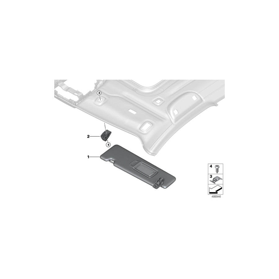 Genuine BMW 51167472097 F39 Left Sun Visor EVERESTGRAU (Inc. X2 28i & X2 28iX) | ML Performance US Car Parts