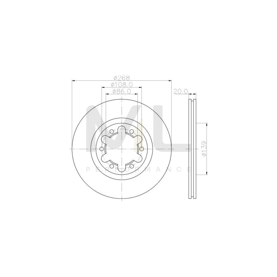 HELLA 8DD 355 117-671 Brake Disc for MAZDA E-Series Internally Vented, without wheel hub, without wheel studs
