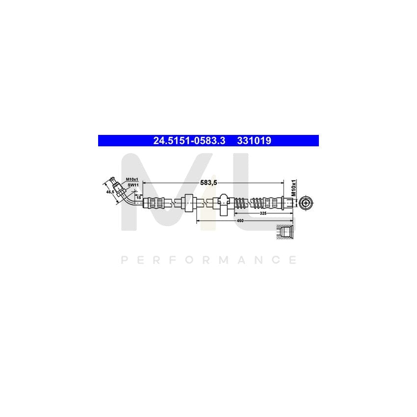 ATE 24.5151-0583.3 Brake Hose 583,5mm, M10x1