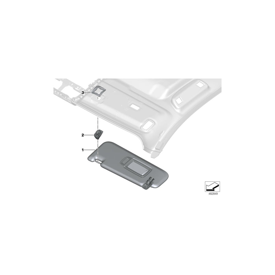 Genuine BMW 51167471150 G01 G02 Sun Visor With Label, Right ELFENBEINWEISS (Inc. X4) | ML Performance US Car Parts
