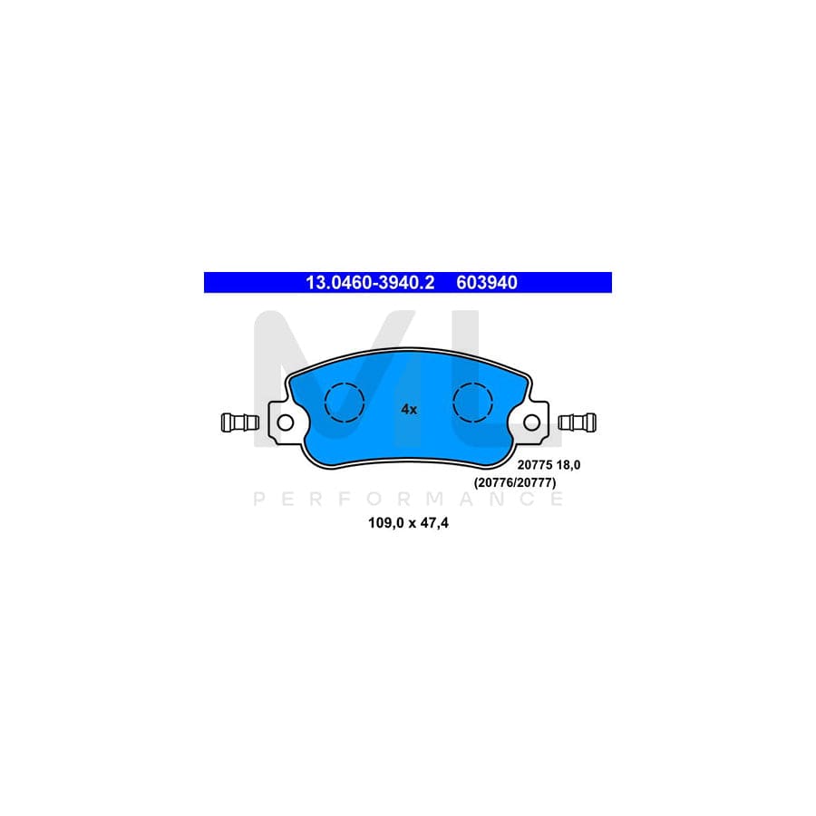 ATE 13.0460-3940.2 Brake pad set incl. wear warning contact
