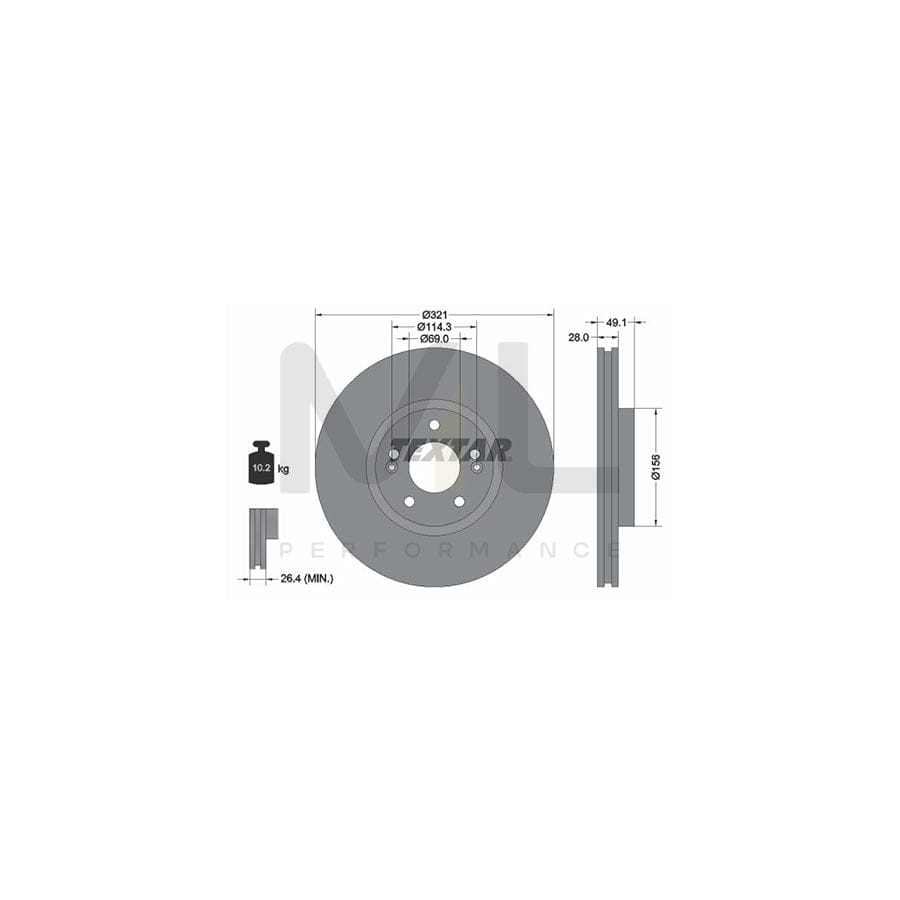 TEXTAR 92166000 Brake Disc Internally Vented, without wheel hub, without wheel studs | ML Performance Car Parts