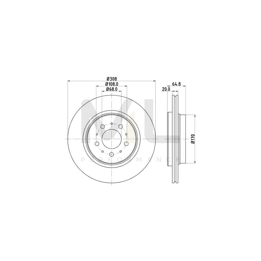 HELLA PRO 8DD 355 110-611 Brake Disc for VOLVO XC90 I (C, 275) Externally Vented, Coated, without wheel hub, without wheel studs