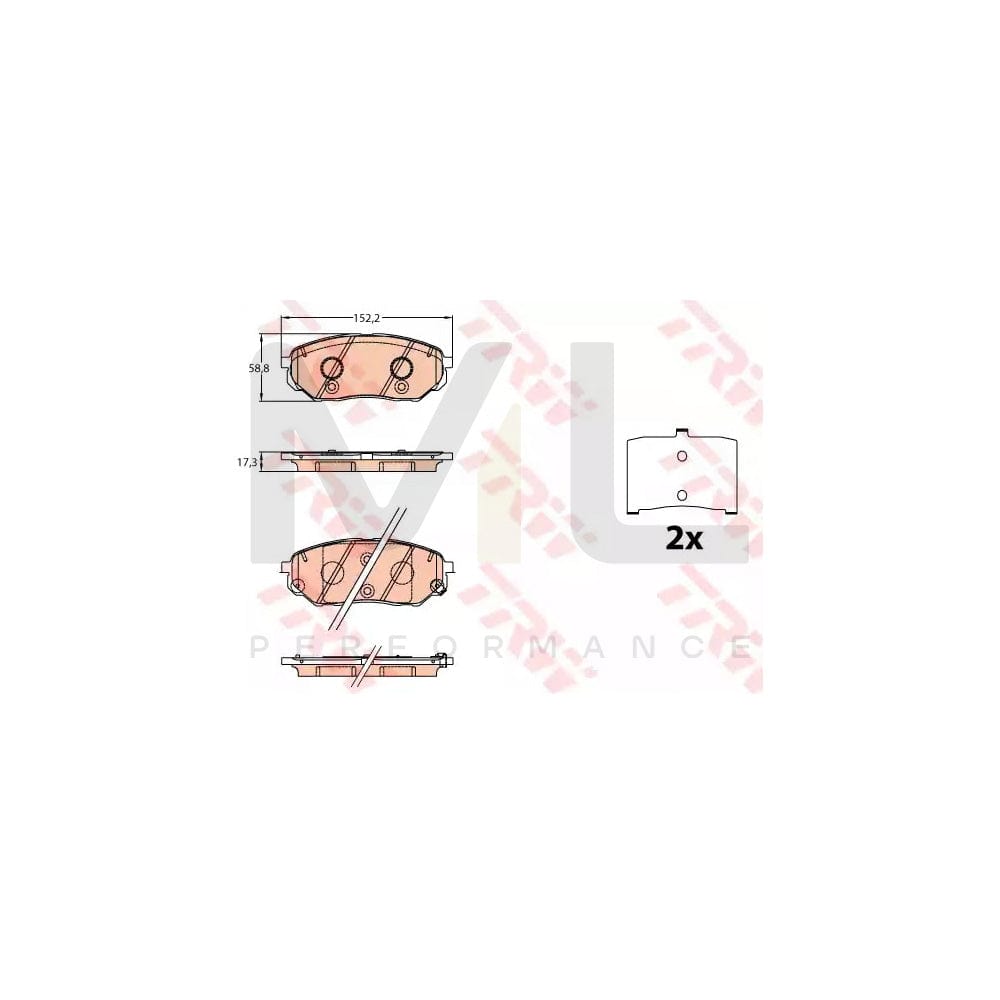 TRW Gdb3638 Brake Pad Set For Kia Sorento Iii (Um) With Acoustic Wear Warning, With Accessories | ML Performance Car Parts