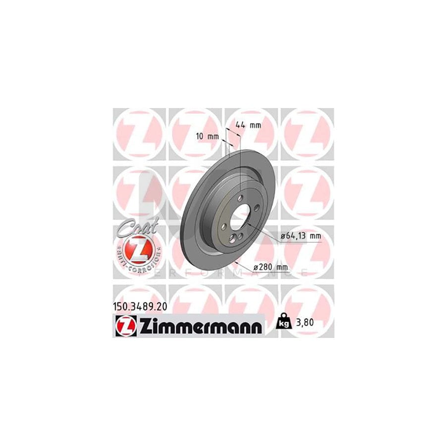 ZIMMERMANN COAT Z 150.3489.20 Brake Disc Solid, Coated, High-carbon  - 1 piece