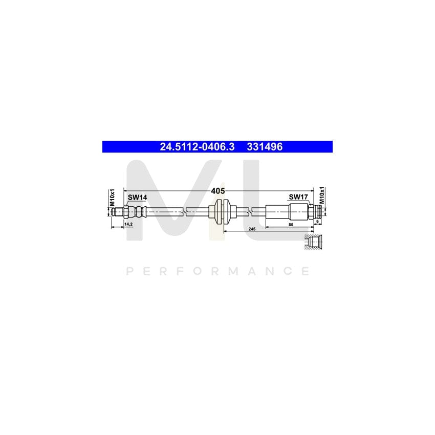 ATE 24.5112-0406.3 Brake Hose 405mm, M10x1