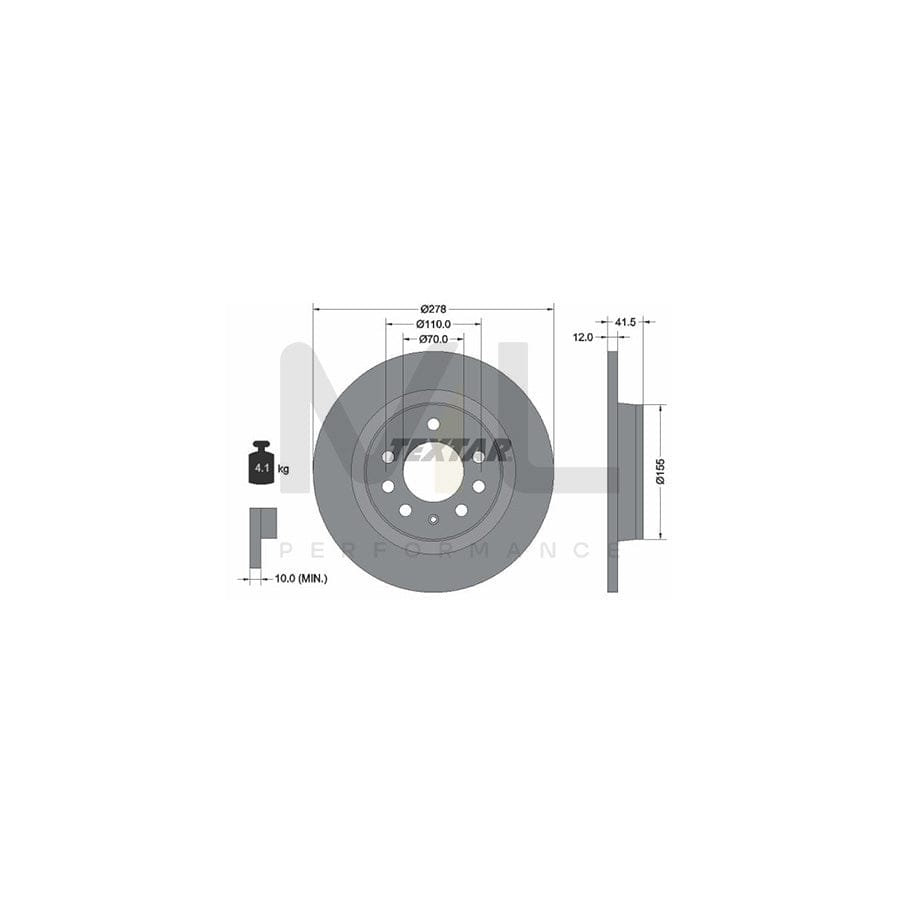 TEXTAR PRO 92270503 Brake Disc Solid, Coated, without wheel hub, without wheel studs | ML Performance Car Parts