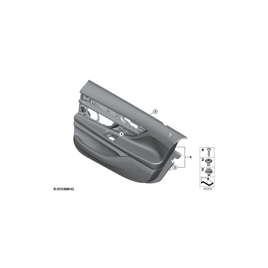 Genuine BMW 51427448402 G12 Door Lining Leather Rear Right SCHWARZ/MOKKA (Inc. 740Le, 745Le & 730LdX) | ML Performance US Car Parts