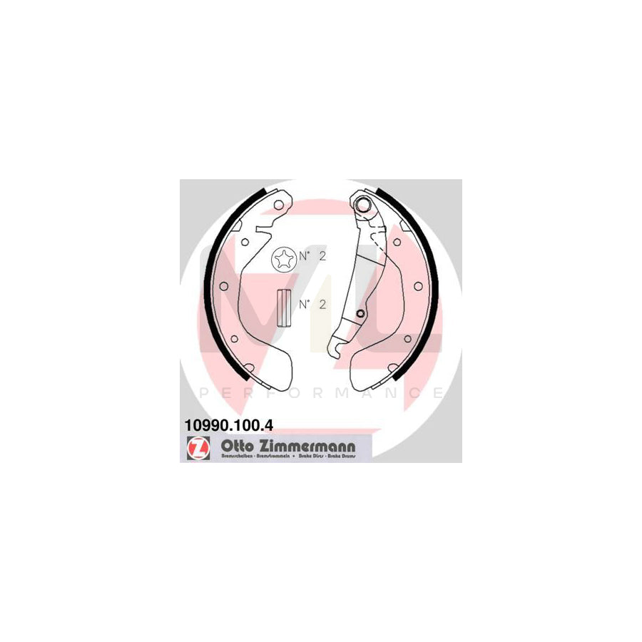 ZIMMERMANN 10990.100.4 Brake Shoe Set with tensioner element, Photo corresponds to scope of supply, with lever