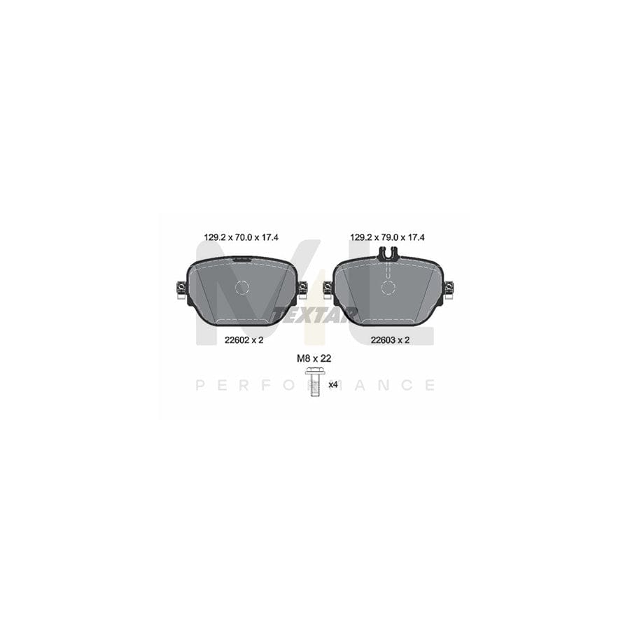 TEXTAR 2260203 Brake pad set prepared for wear indicator, with brake caliper screws | ML Performance Car Parts