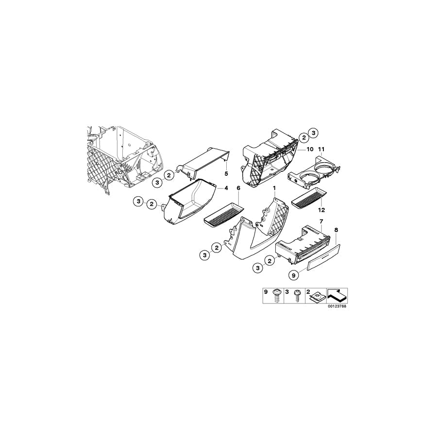 Genuine BMW 51167919620 E53 Center Console, Bottom Part, Rear CHAMPAGNER (Inc. X5) | ML Performance US Car Parts