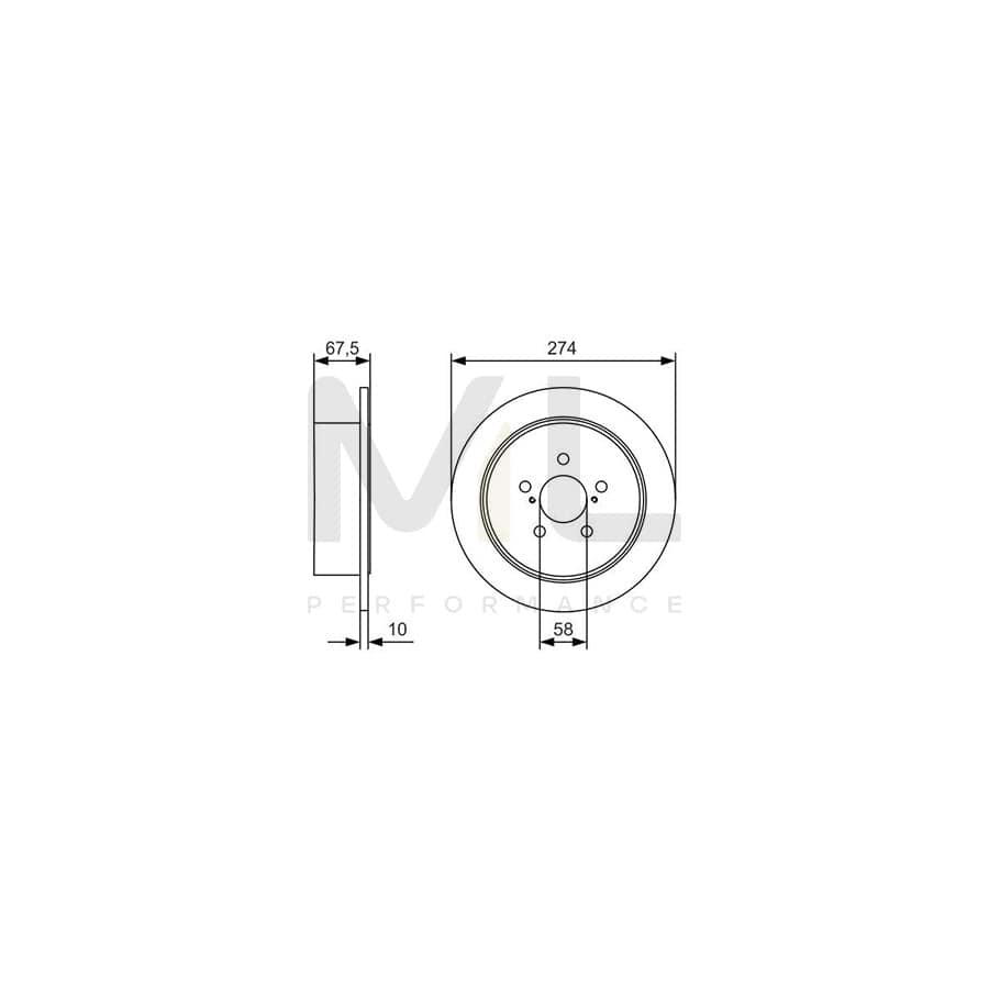 BOSCH 0 986 479 A82 Brake Disc Solid, Oiled | ML Performance Car Parts