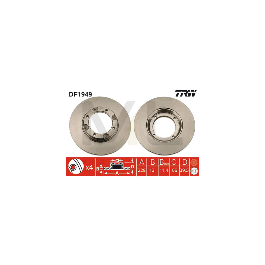 TRW DF1952 Brake Disc Solid, Painted | ML Performance Car Parts